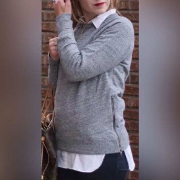 J. Crew Side Zip Tunic Sweatshirt in Heather Gray Size XS - Picture 2 of 9